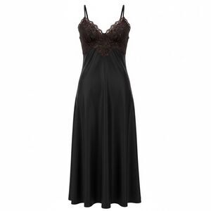 Vintage Lanvin Paris New York Slip Dress – Nightgown Lace spaghetti Strap Black